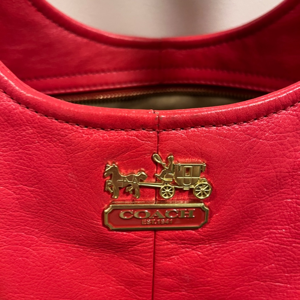 Coach Madison Abigail 18612 Red Leather Hobo Satchel Bag Gold Hardware - Picture 9 of 15